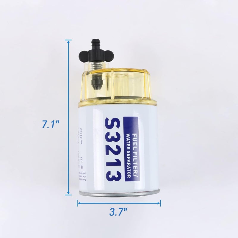 CARMOCAR Marine Fuel Water Separator Filter Assembly S3213 Filter Element with Collection Bowl Replacement for 3/8 Inch NPT Outboard Motor Mercury 35-60494-1 18-7932-1,18-17928,35-809097 - Image 1